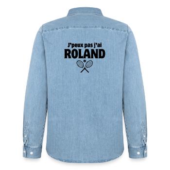 tennis, fan de tennis, match de tennis - Chemise en denim homme bio Stanley/Stella - bleu clair délavé - Dos - AI Model Male 185 light (185cm)