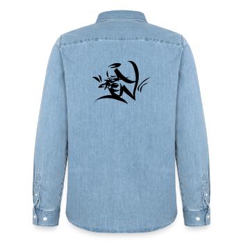 Graffiti Tag JGA Crew Angel 01 1C - Männer Jeanshemd Organic von Stanley/Stella - verwaschenes Hellblau - Hinten - AI Model Male 185 light (185cm)