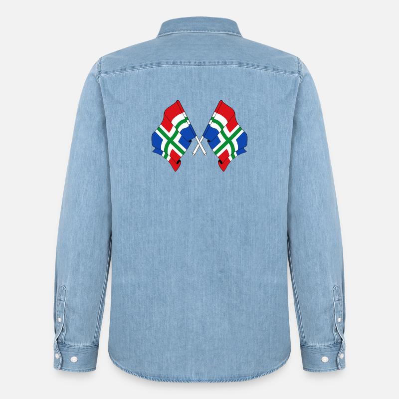 Zwei Flaggen der Provinz Groningen - Männer Jeanshemd Organic von Stanley/Stella - verwaschenes Hellblau