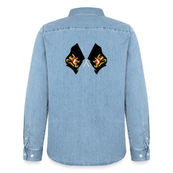 Deux drapeaux Brabant flamand Belgique - Chemise en denim homme bio Stanley/Stella - bleu clair délavé - Dos - AI Model Male 185 light (185cm)