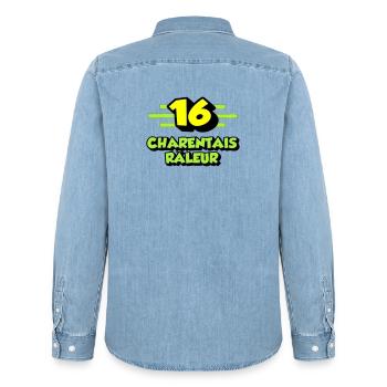 Beschwerdende Charentais - Männer Jeanshemd Organic von Stanley/Stella - verwaschenes Hellblau - Hinten - AI Model Male 185 light (185cm)