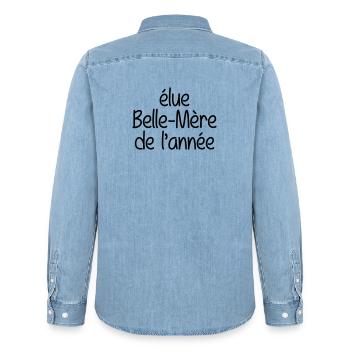 élue belle-mère de l'année - Chemise en denim homme bio Stanley/Stella - bleu clair délavé - Dos - AI Model Male 185 light (185cm)
