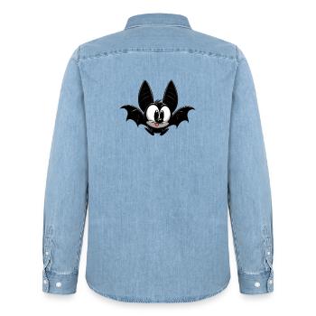 Fledermaus - Männer Jeanshemd Organic von Stanley/Stella - verwaschenes Hellblau - Hinten - AI Model Male 185 light (185cm)
