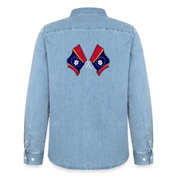 Zwei Flaggen überquerten den Mississippi - Männer Jeanshemd Organic von Stanley/Stella - verwaschenes Hellblau - Hinten - AI Model Male 185 light (185cm)