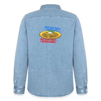 Nudeln - Männer Jeanshemd Organic von Stanley/Stella - verwaschenes Hellblau - Hinten - AI Model Male 185 light (185cm)