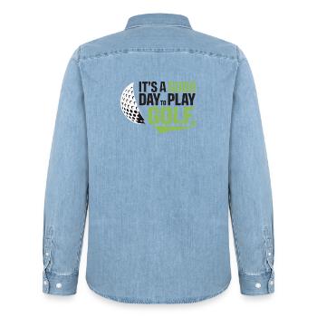 Es ist ein guter Tag, um Golf zu spielen - Männer Jeanshemd Organic von Stanley/Stella - verwaschenes Hellblau - Hinten - AI Model Male 185 light (185cm)