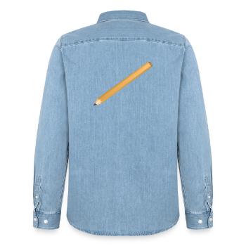 Schlichtes Bleistift Motiv – klassisch und kreativ - Männer Jeanshemd Organic von Stanley/Stella - verwaschenes Hellblau - Hinten - AI Model Male 185 light (185cm)