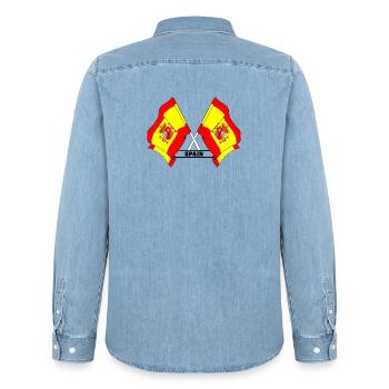 Gekreuzte spanische Flaggen mit SPANIEN - Männer Jeanshemd Organic von Stanley/Stella - verwaschenes Hellblau - Hinten - AI Model Male 185 light (185cm)