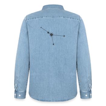 Krebs Stern Konstellation Sternzeichen Schwarz & Grau - Männer Jeanshemd Organic von Stanley/Stella - verwaschenes Hellblau - Hinten - AI Model Male 185 light (185cm)