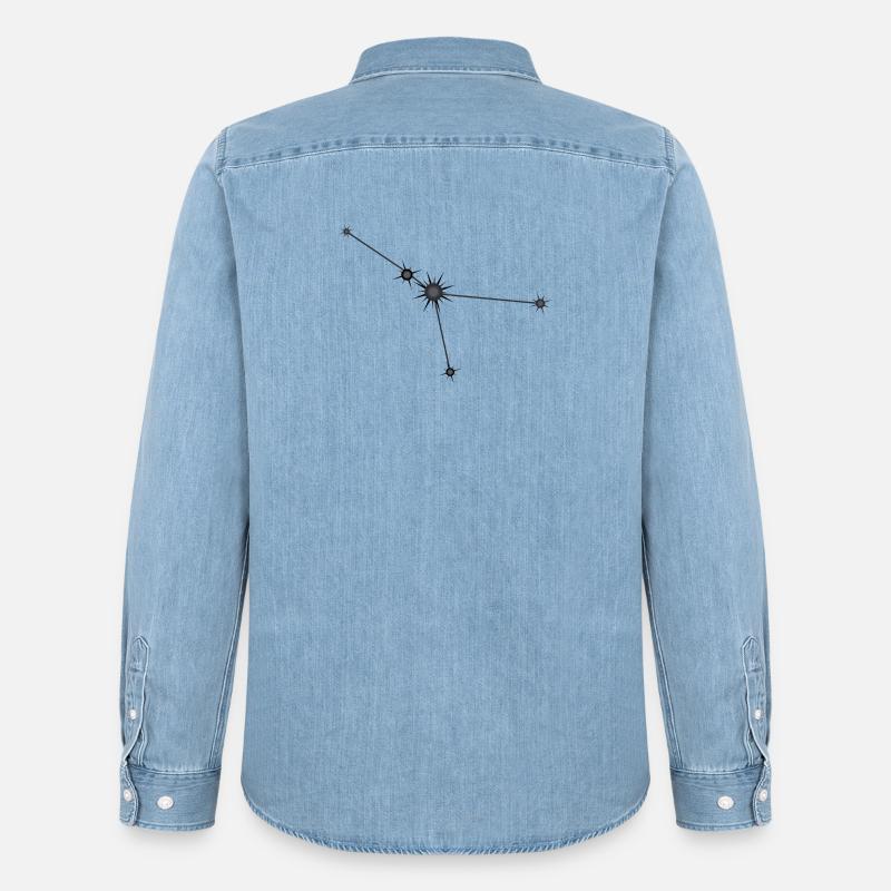 Krebs Stern Konstellation Sternzeichen Schwarz & Grau - Männer Jeanshemd Organic von Stanley/Stella - verwaschenes Hellblau