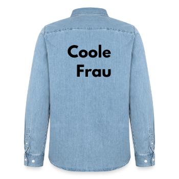This is what a cool woman looks like - Men’s Organic Denim Shirt by Stanley/Stella - light wash - Back - AI Model Male 185 light (185cm)