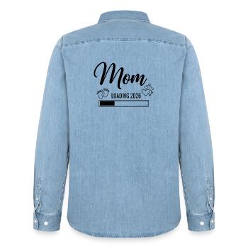 Maman Chargement 2026 - Chemise en denim homme bio Stanley/Stella - bleu clair délavé - Dos - AI Model Male 185 light (185cm)