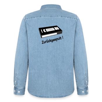 Rembobiné - Chemise en denim homme bio Stanley/Stella - bleu clair délavé - Dos - AI Model Male 185 light (185cm)
