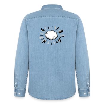 Comic Cloud with Lightning - Men’s Organic Denim Shirt by Stanley/Stella - light wash - Back - AI Model Male 185 light (185cm)