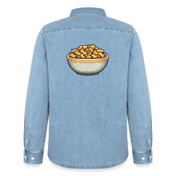 Popcorn-Schale Pixelkunst - Männer Jeanshemd Organic von Stanley/Stella - verwaschenes Hellblau - Hinten - AI Model Male 185 light (185cm)