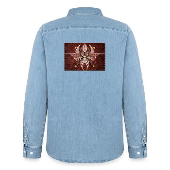 Feuerflügel Mandala auf Lederoptik - Männer Jeanshemd Organic von Stanley/Stella - verwaschenes Hellblau - Hinten - AI Model Male 185 light (185cm)