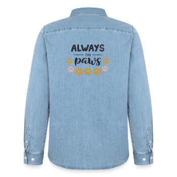 Toujours sur les pattes - Chemise en denim homme bio Stanley/Stella - bleu clair délavé - Dos - AI Model Male 185 light (185cm)