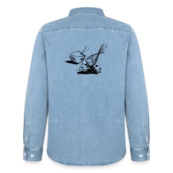Poisson et riz - Chemise en denim homme bio Stanley/Stella - bleu clair délavé - Dos - AI Model Male 185 light (185cm)
