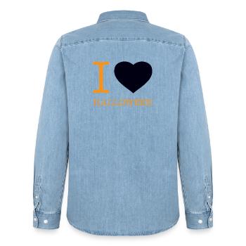 I love Halloween - Männer Jeanshemd Organic von Stanley/Stella - verwaschenes Hellblau - Hinten - AI Model Male 185 light (185cm)