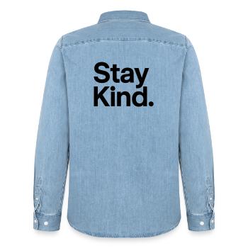 Stay Kind - Männer Jeanshemd Organic von Stanley/Stella - verwaschenes Hellblau - Hinten - AI Model Male 185 light (185cm)