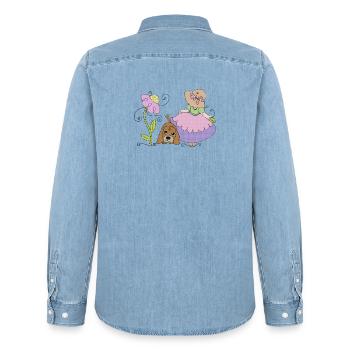 Maedchen_mit_Hund - Chemise en denim homme bio Stanley/Stella - bleu clair délavé - Dos - AI Model Male 185 light (185cm)