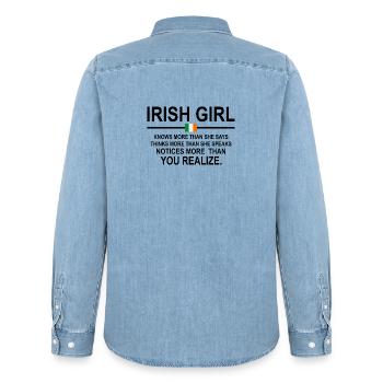 Irisches Mädchen - Männer Jeanshemd Organic von Stanley/Stella - verwaschenes Hellblau - Hinten - AI Model Male 185 light (185cm)