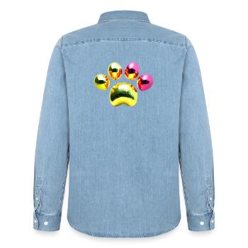 Glitzernde Metallic-Kugeln - Männer Jeanshemd Organic von Stanley/Stella - verwaschenes Hellblau - Hinten - AI Model Male 185 light (185cm)