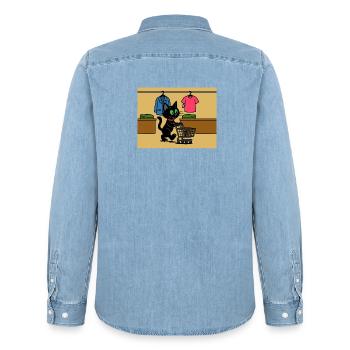 Meeko shopping - Men’s Organic Denim Shirt by Stanley/Stella - light wash - Back - AI Model Male 185 light (185cm)