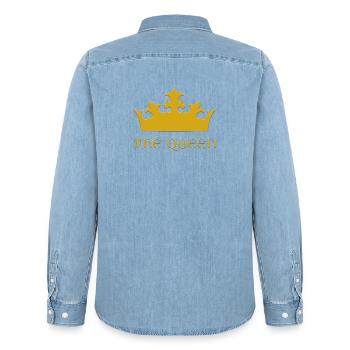 The Queen - Men’s Organic Denim Shirt by Stanley/Stella - light wash - Back - AI Model Male 185 light (185cm)