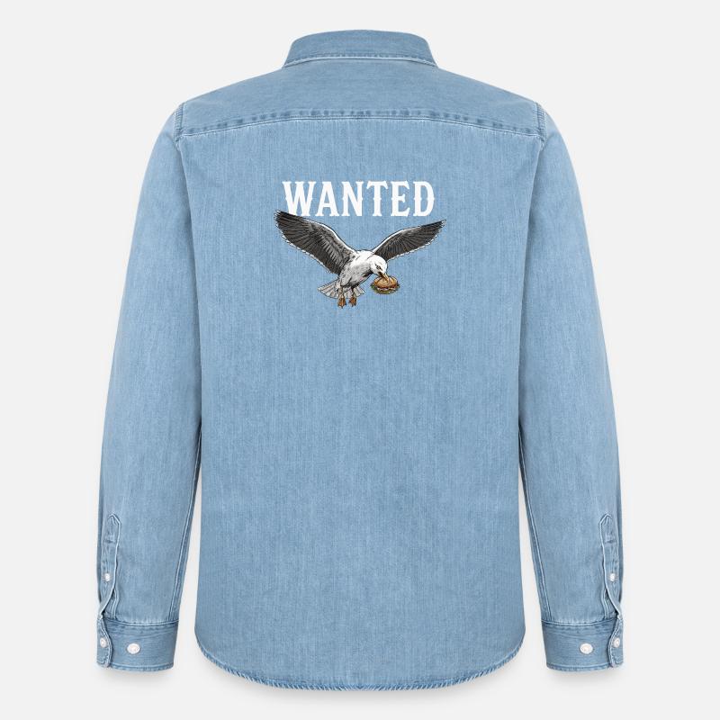 Gesucht Fischbrötchen Möwe - Männer Jeanshemd Organic von Stanley/Stella - verwaschenes Hellblau