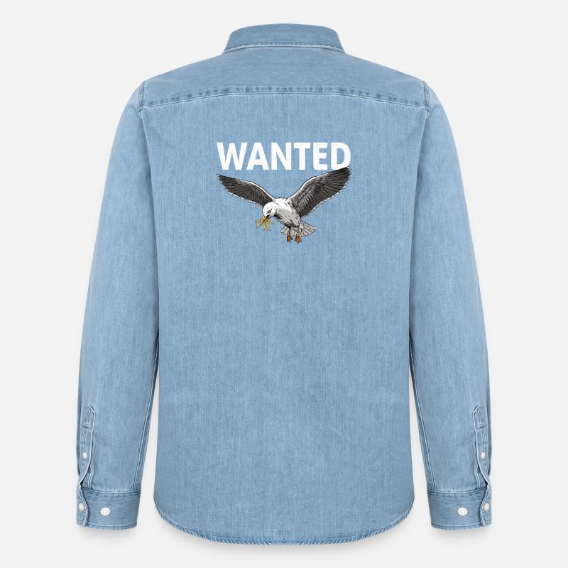 Gesuchte Pommes-möwe - Männer Jeanshemd Organic von Stanley/Stella - verwaschenes Hellblau
