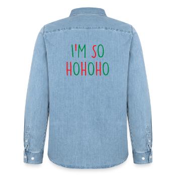 Noël de Noël - Chemise en denim homme bio Stanley/Stella - bleu clair délavé - Dos - AI Model Male 185 light (185cm)