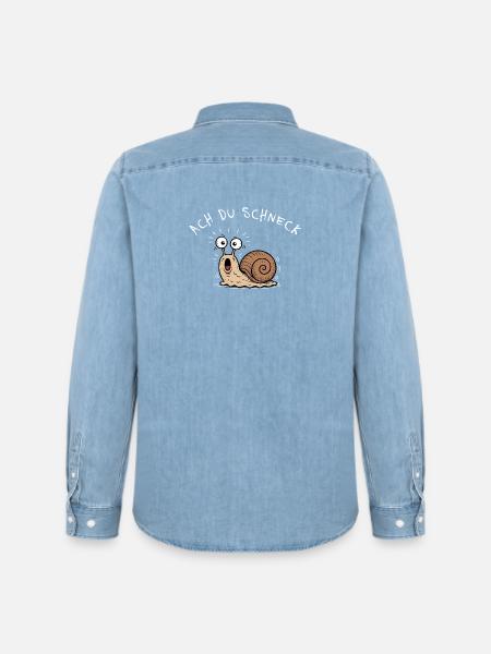 Oh you snail! Funny pun snail - Men’s Organic Denim Shirt by Stanley/Stella - light wash