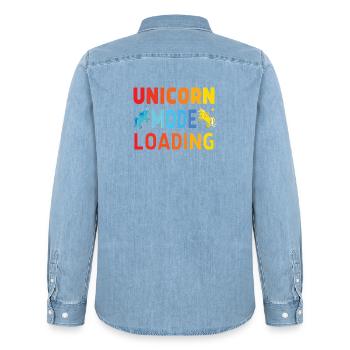 Unicorn mode loading - Männer Jeanshemd Organic von Stanley/Stella - verwaschenes Hellblau - Hinten - AI Model Male 185 light (185cm)