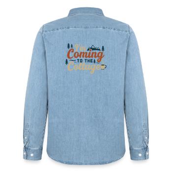 J’arrive au cottage - Chemise en denim homme bio Stanley/Stella - bleu clair délavé - Dos - AI Model Male 185 light (185cm)