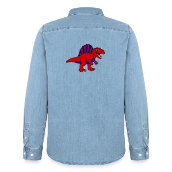 Dino - Männer Jeanshemd Organic von Stanley/Stella - verwaschenes Hellblau - Hinten - AI Model Male 185 light (185cm)