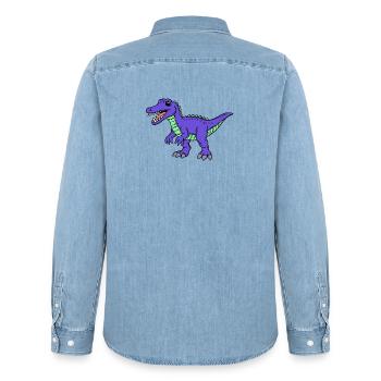 Dino - Männer Jeanshemd Organic von Stanley/Stella - verwaschenes Hellblau - Hinten - AI Model Male 185 light (185cm)