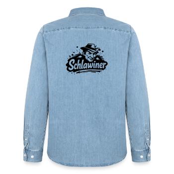 Schlawiner - Männer Jeanshemd Organic von Stanley/Stella - verwaschenes Hellblau - Hinten - AI Model Male 185 light (185cm)