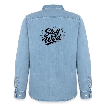 Stay wild - Men’s Organic Denim Shirt by Stanley/Stella - light wash - Back - AI Model Male 185 light (185cm)
