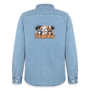 Puppy Love Tee - Chemise en denim homme bio Stanley/Stella - bleu clair délavé - Dos - AI Model Male 185 light (185cm)