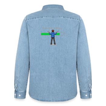 Motivation qui charge... Veuillez patienter - Chemise en denim homme bio Stanley/Stella - bleu clair délavé - Dos - AI Model Male 185 light (185cm)