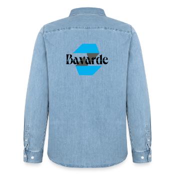 Chatty Logo - Men’s Organic Denim Shirt by Stanley/Stella - light wash - Back - AI Model Male 185 light (185cm)