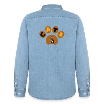 Cat - Men’s Organic Denim Shirt by Stanley/Stella - light wash - Back - AI Model Male 185 light (185cm)