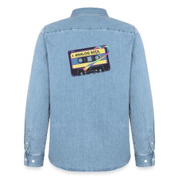 Analog Soul Vintage Kassetten-Herzkunst - Männer Jeanshemd Organic von Stanley/Stella - verwaschenes Hellblau - Hinten - AI Model Male 185 light (185cm)