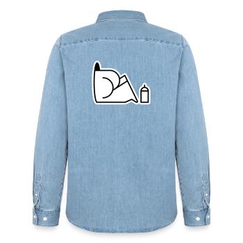 Looking For Cans - Men’s Organic Denim Shirt by Stanley/Stella - light wash - Back - AI Model Male 185 light (185cm)