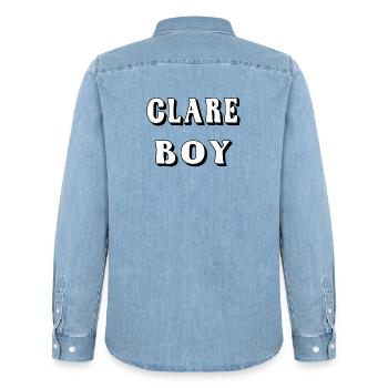Clare Boy – County Clare Design - Men’s Organic Denim Shirt by Stanley/Stella - light wash - Back - AI Model Male 185 light (185cm)