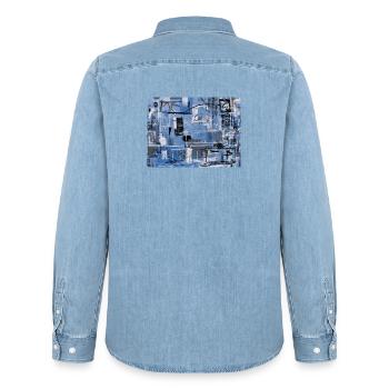 Urban Notation 2 - Men’s Organic Denim Shirt by Stanley/Stella - light wash - Back - AI Model Male 185 light (185cm)