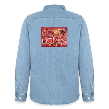 Connected-Alone-Severino-Canepa - Männer Jeanshemd Organic von Stanley/Stella - verwaschenes Hellblau - Hinten - AI Model Male 185 light (185cm)