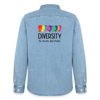 LGBT-Pride-Monat – Vielfalt. Die beste Palette - Männer Jeanshemd Organic von Stanley/Stella - verwaschenes Hellblau - Hinten - AI Model Male 185 light (185cm)