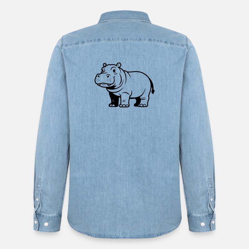 Nilpferd - Männer Jeanshemd Organic von Stanley/Stella - verwaschenes Hellblau